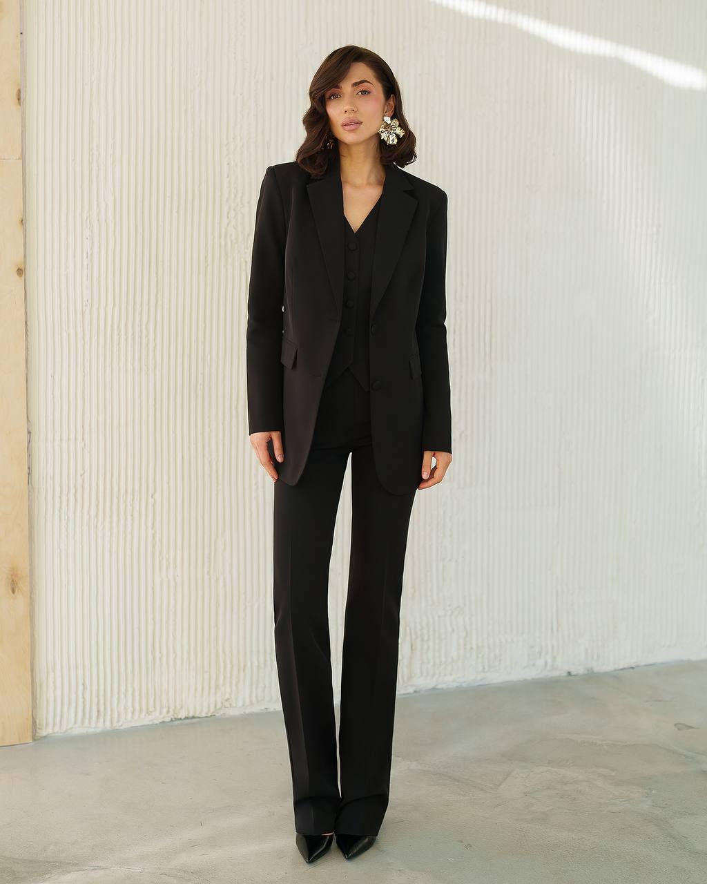 Dreiteiliger Anzug | Zweireihiger Blazer + Weste + gerade Hose