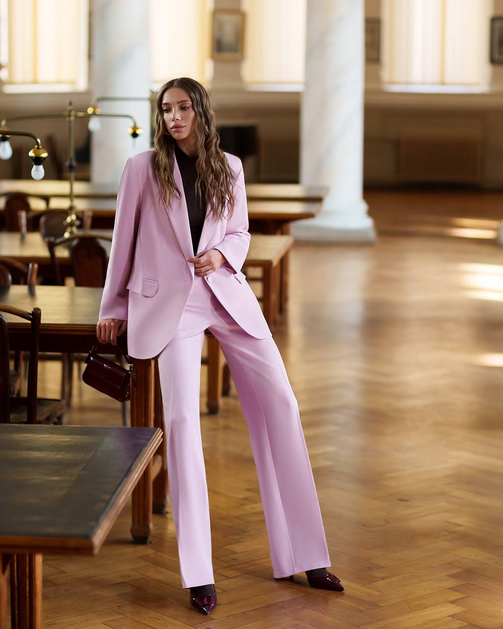 Single Breasted Blazer+High Waisted Pants