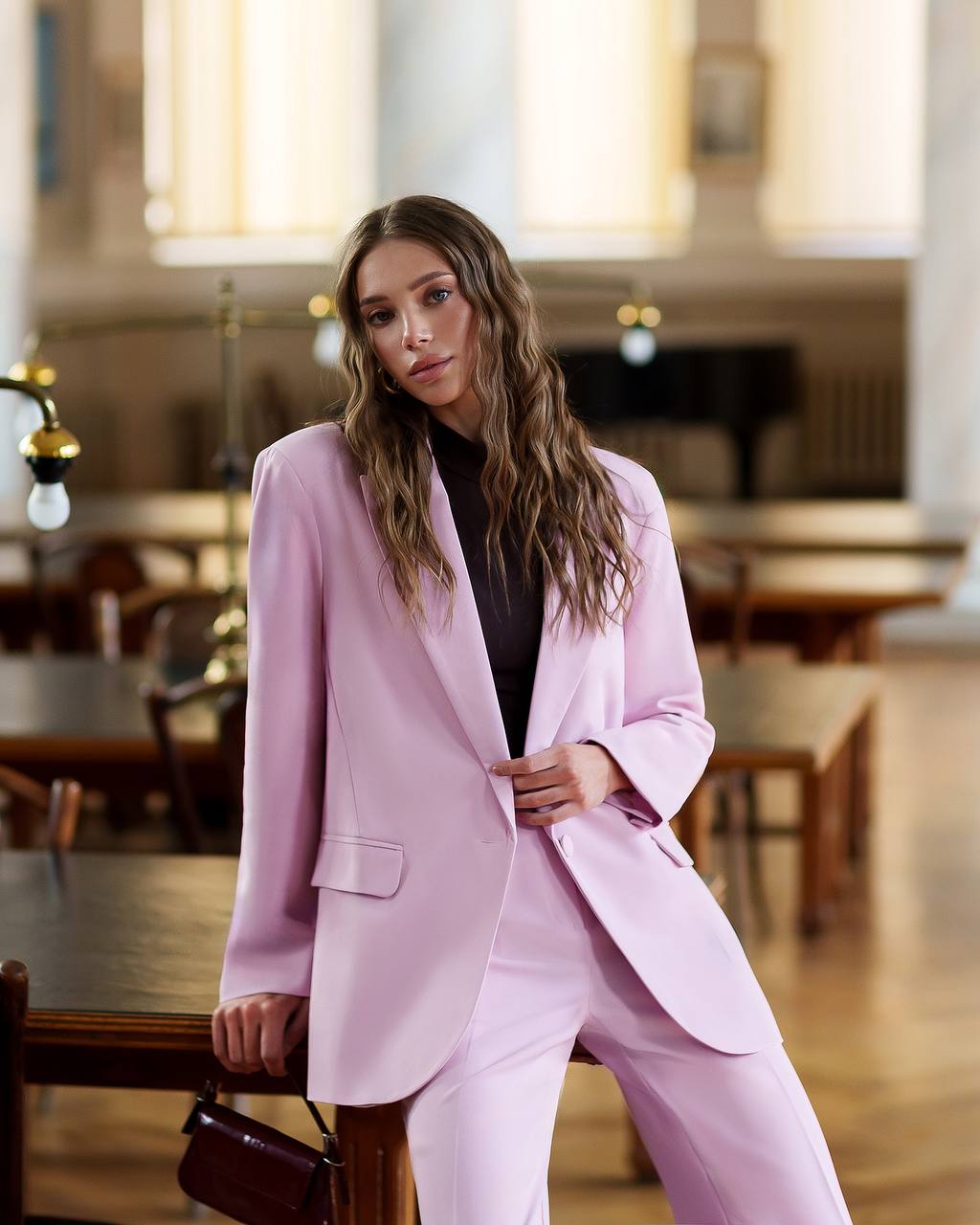 Single Breasted Blazer+High Waisted Pants