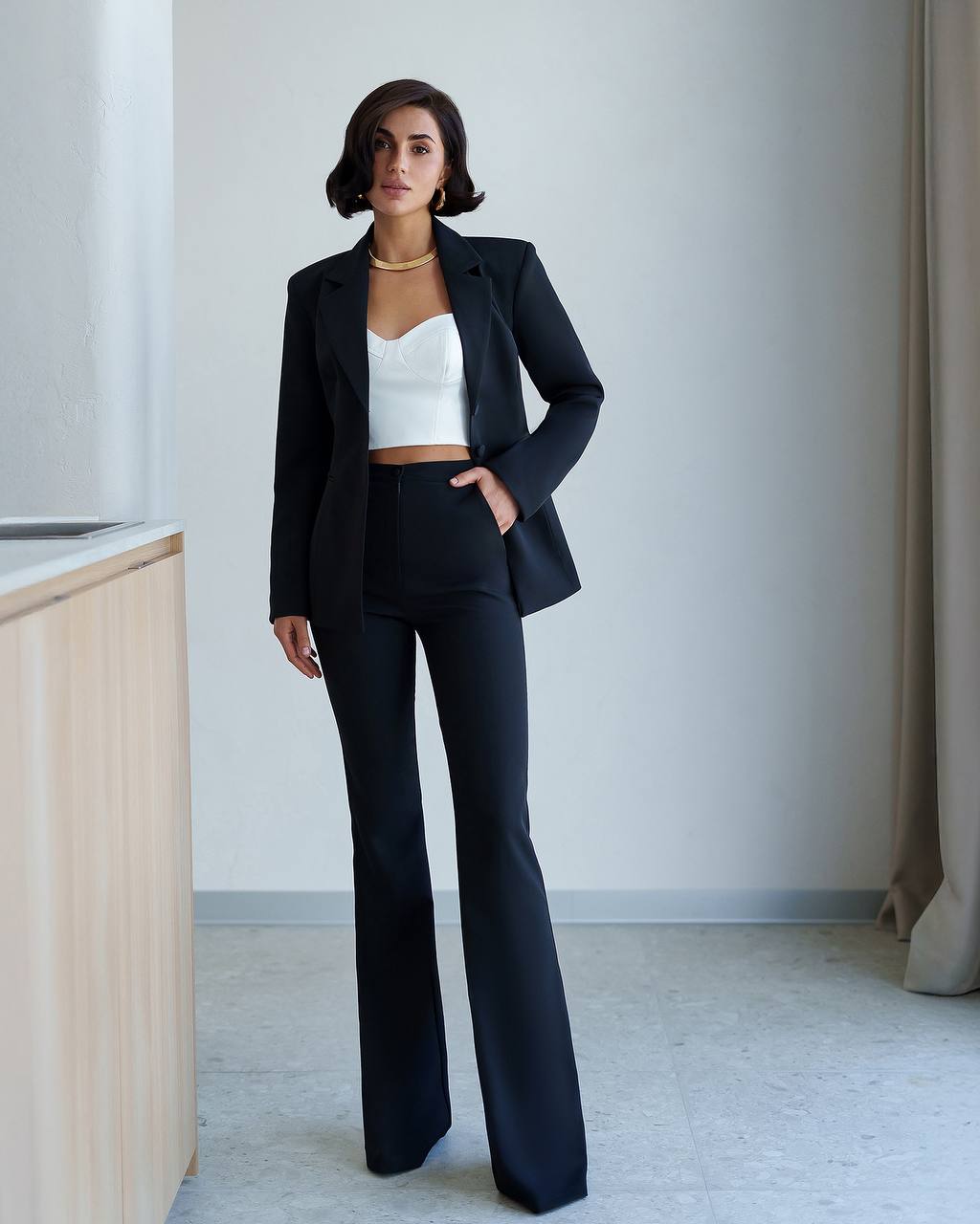 Three Breasted Blazer + High Bell Bottoms | Suit