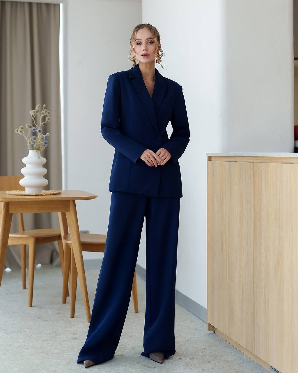Premium Two Piece Suit | Single Blazer + Wide Leg Pants