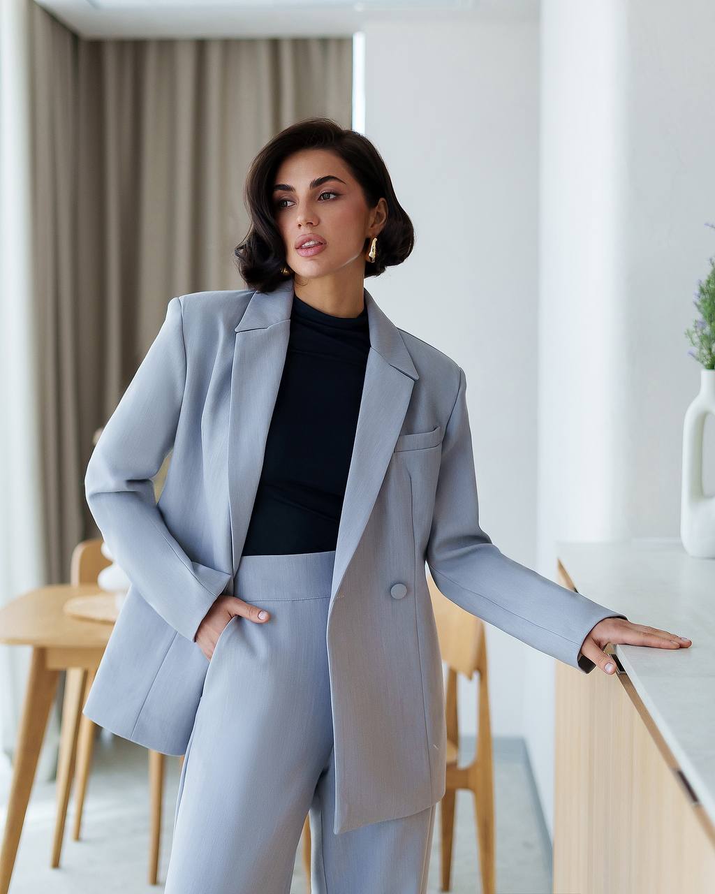 Premium Two Piece Suit | Single Blazer + Wide Leg Pants