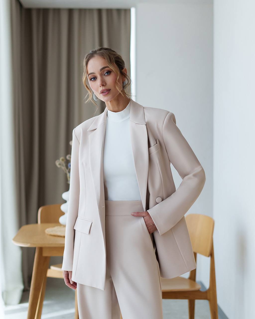 Premium Two Piece Suit | Single Blazer + Wide Leg Pants