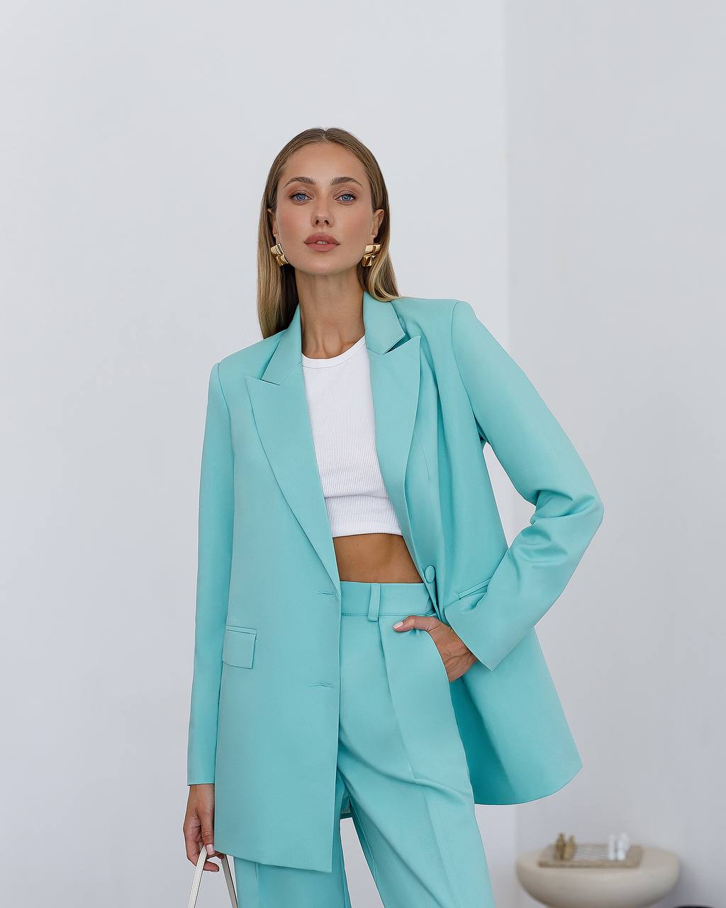 Red Oversized Blazer Trousers Suit Set