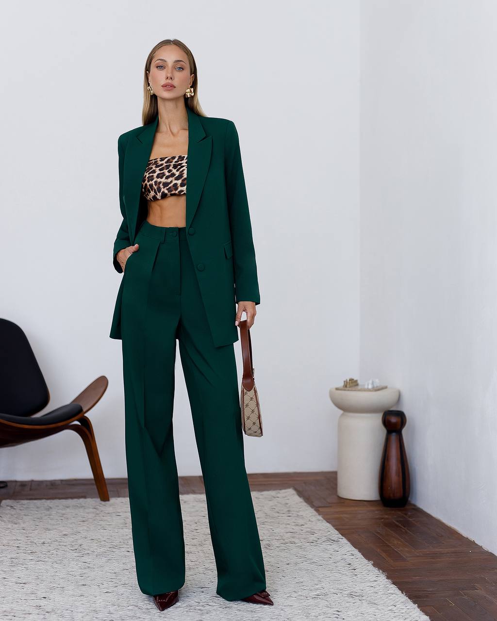 Red Oversized Blazer Trousers Suit Set
