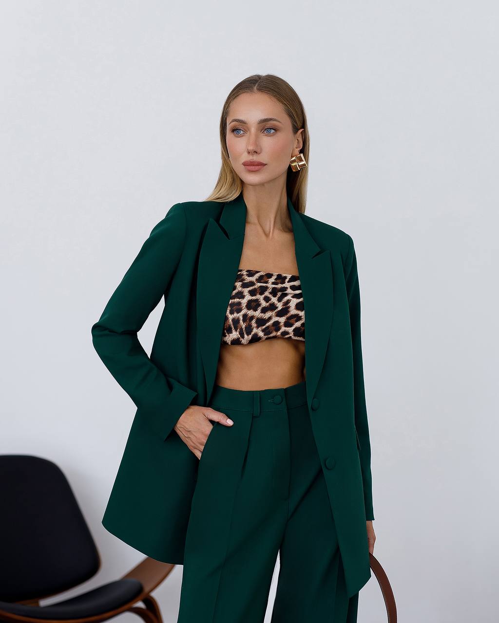 Red Oversized Blazer Trousers Suit Set