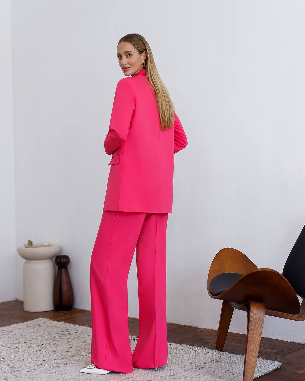 Red Oversized Blazer Trousers Suit Set