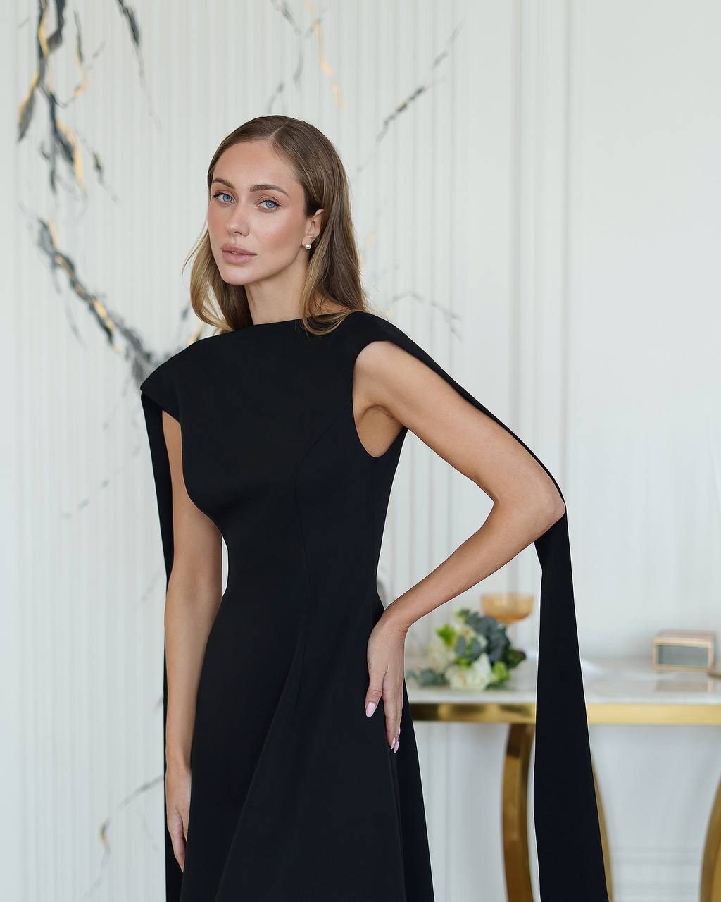 Elegant Maxi Dress with Side Ribbons
