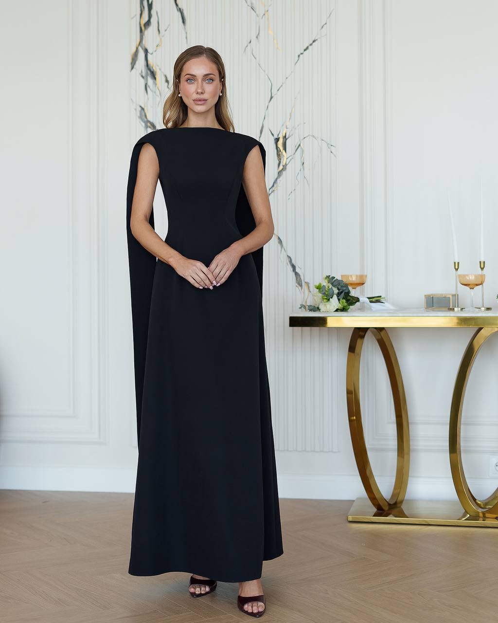 Elegant Maxi Dress with Side Ribbons