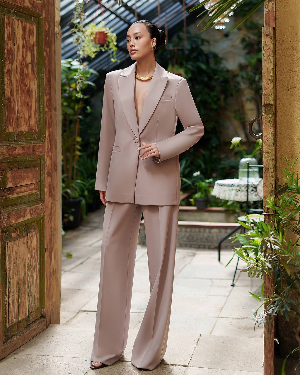 Relaxed Fit Two Piece Pantsuit | Oversized Blazer + Wide Leg Pants