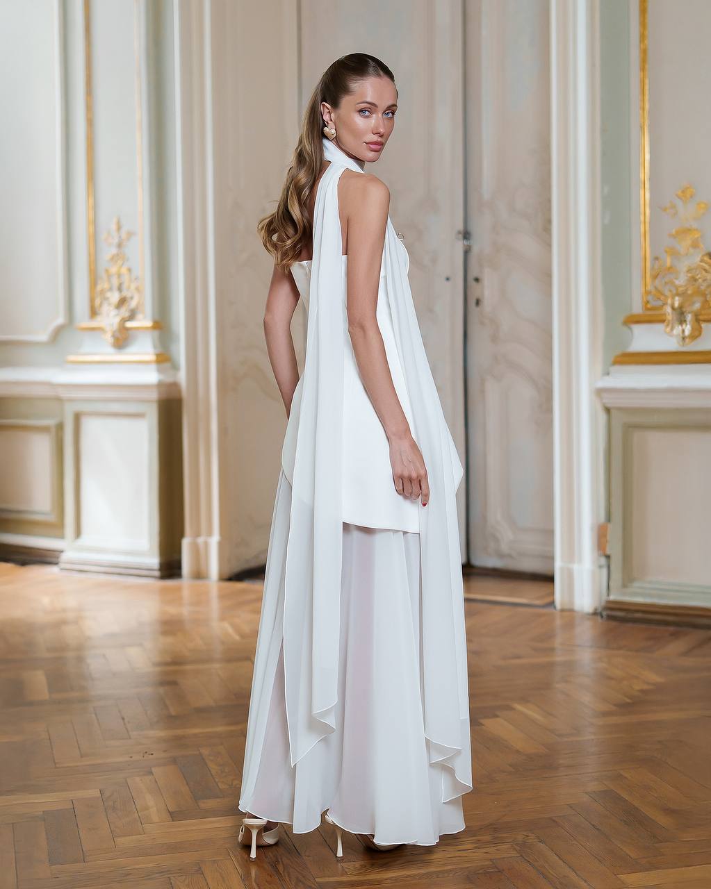 Three Piece White Corset Tulle Dress