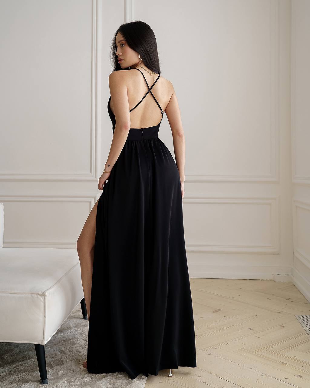 Maxi Dress with Open Back and Side Slit