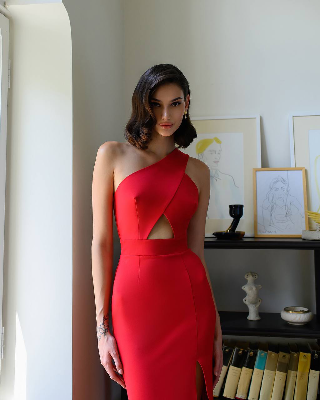 One Shoulder Body Con Dress