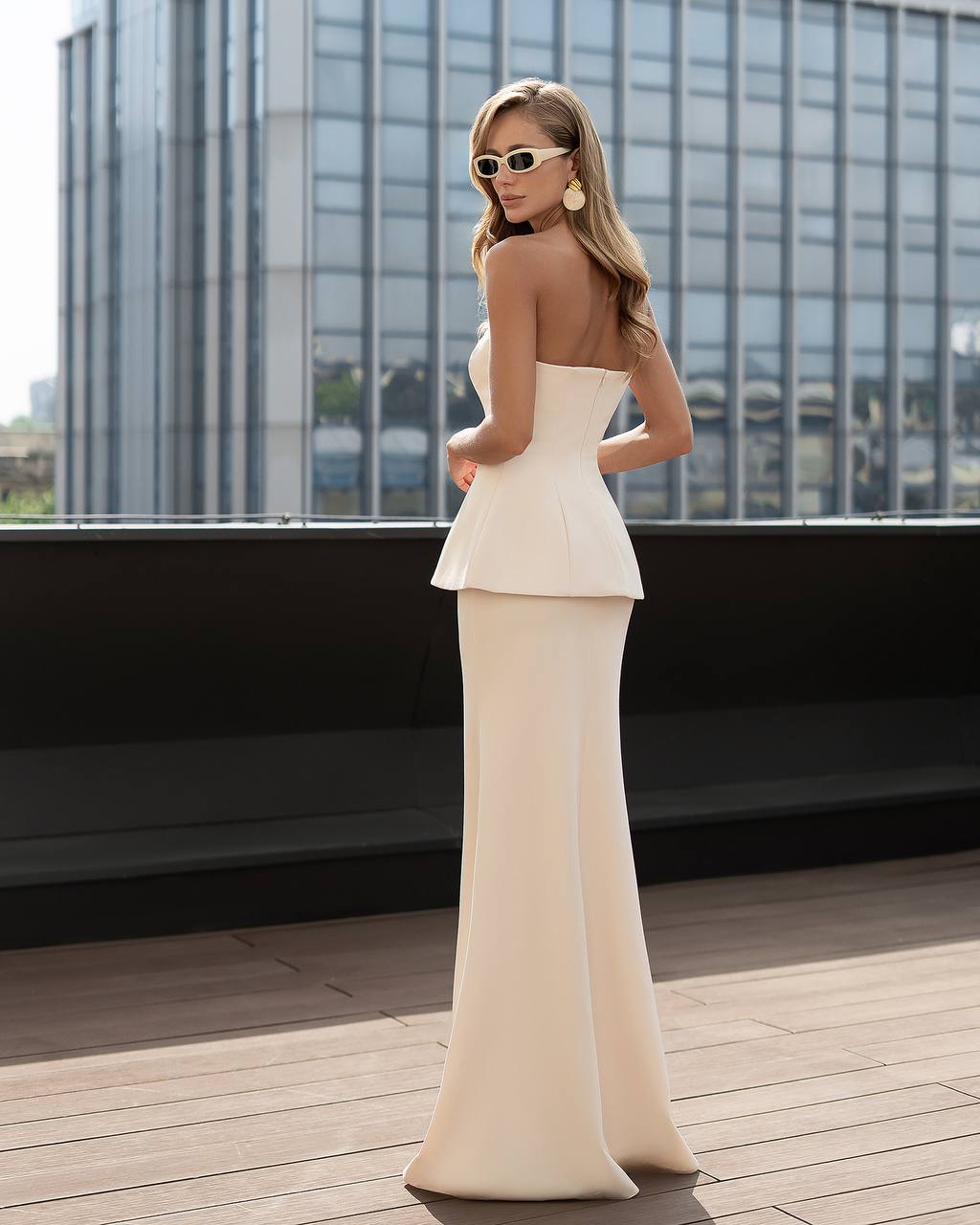 White Skirt Suit : Bando Top with Maxi Skirt