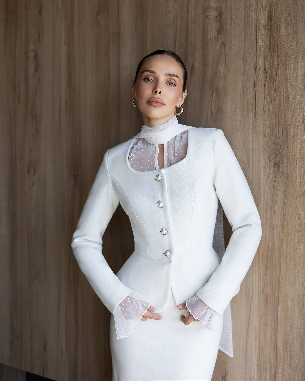 Elegant White Tweed Skirt Suit | Blazer + Midi Skirt