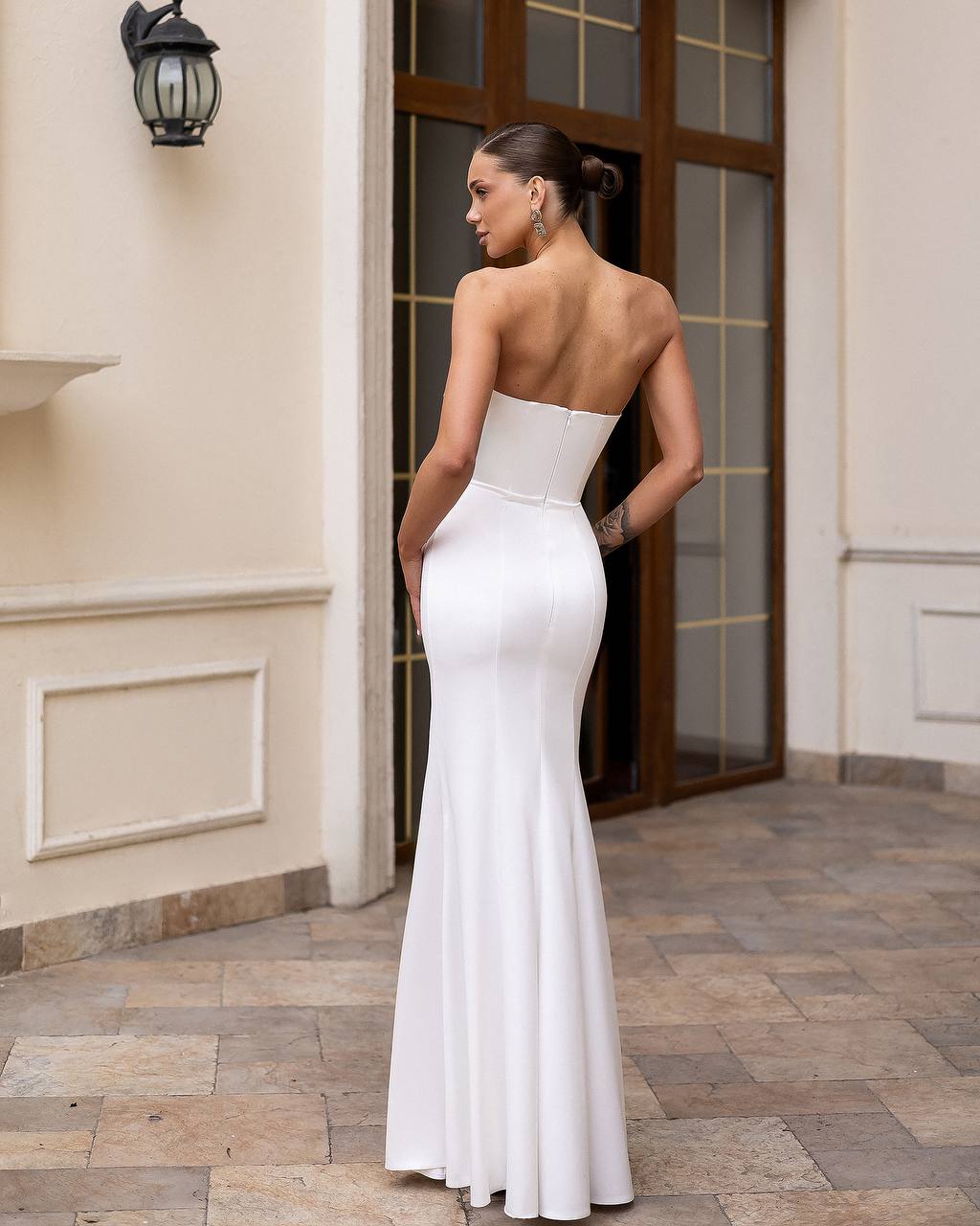 White Wedding Satin Corset Mermaid Maxi Dress