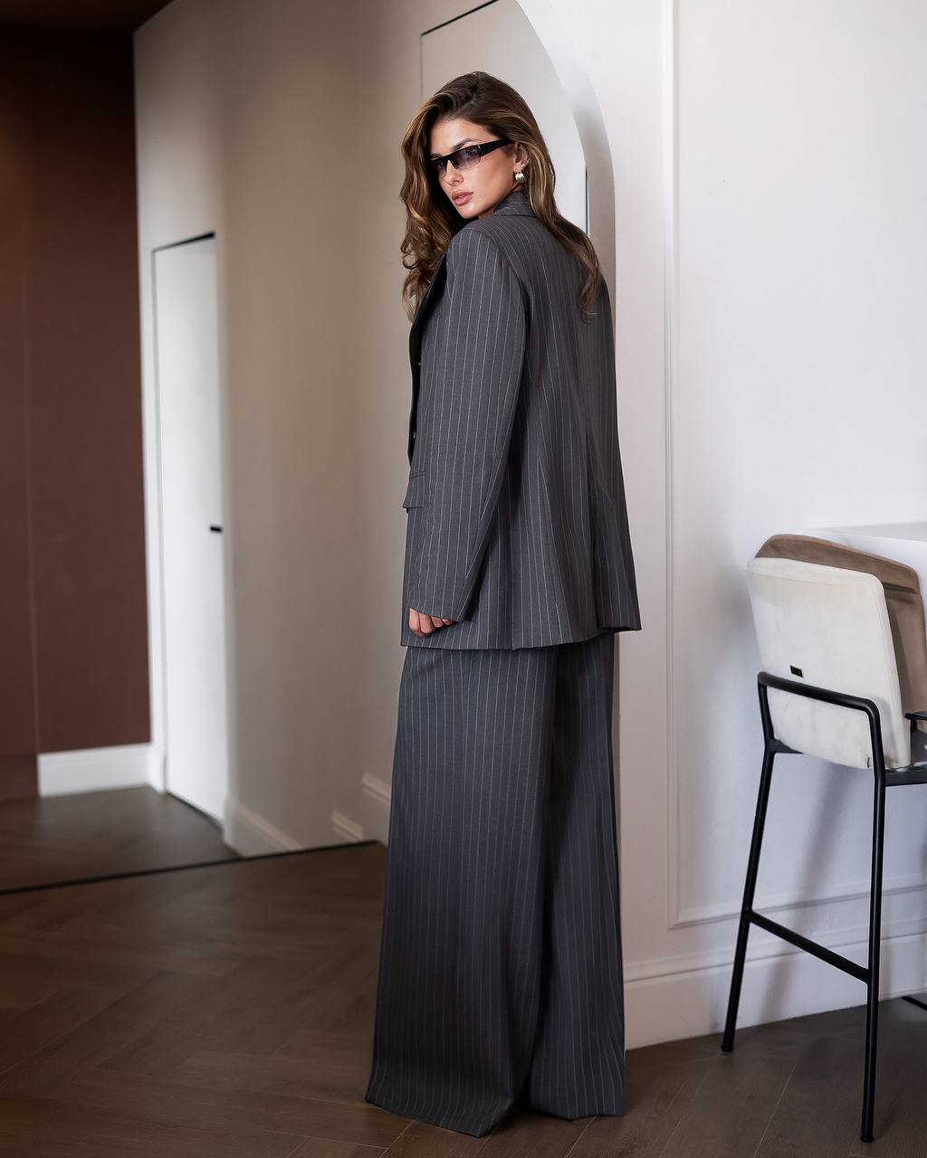 Grey Pinstripe Oversized Suit