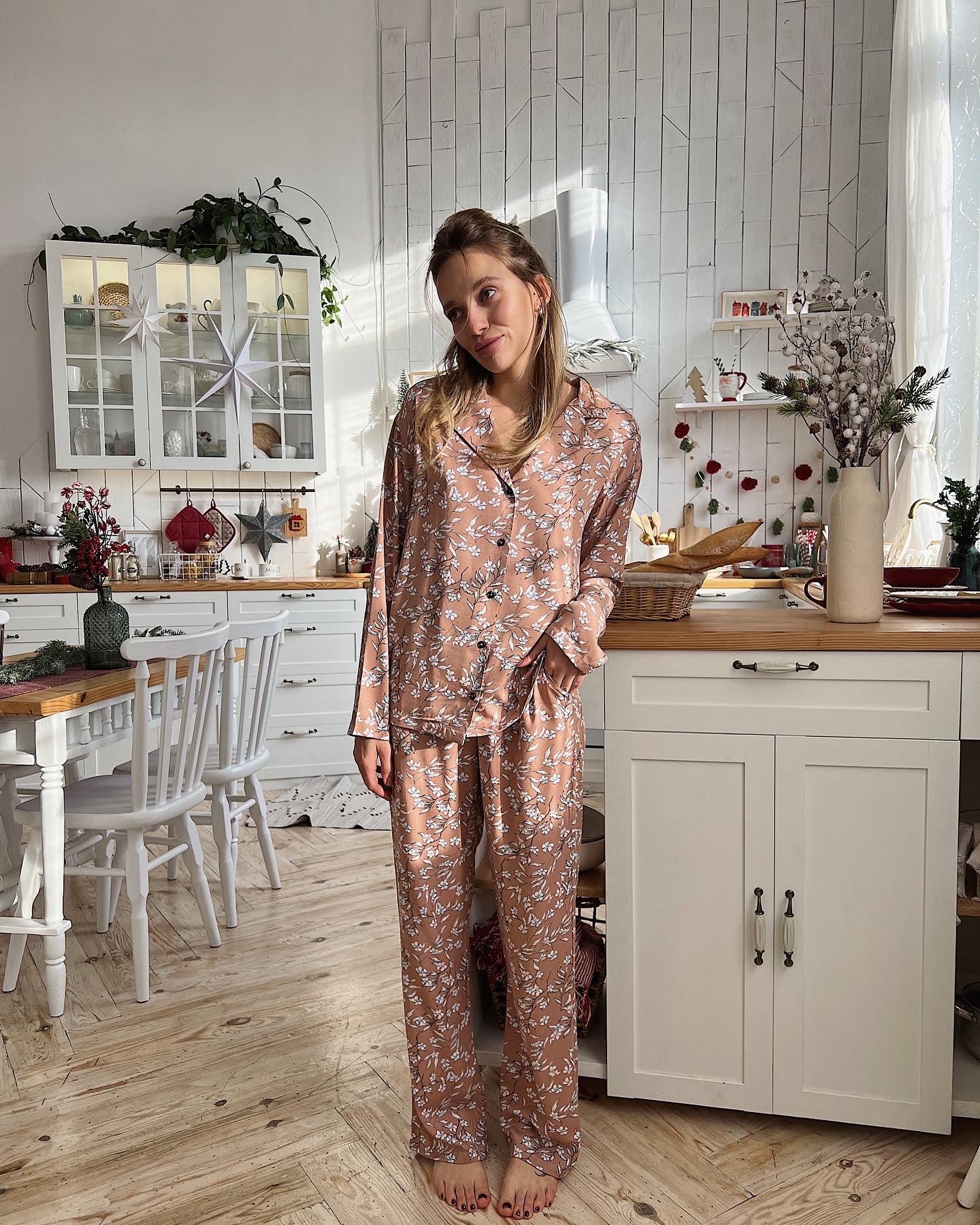 Pajamas Set|Loose Pants with Floral Shirt