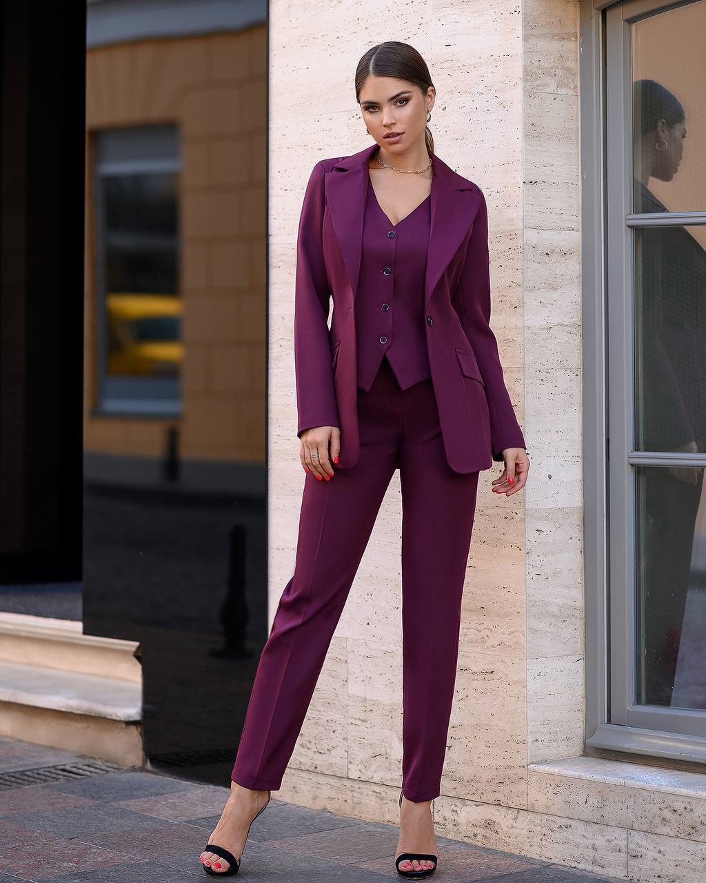 Three Piece Suit| Single Breasted Blazer+Straight Pants+Vest