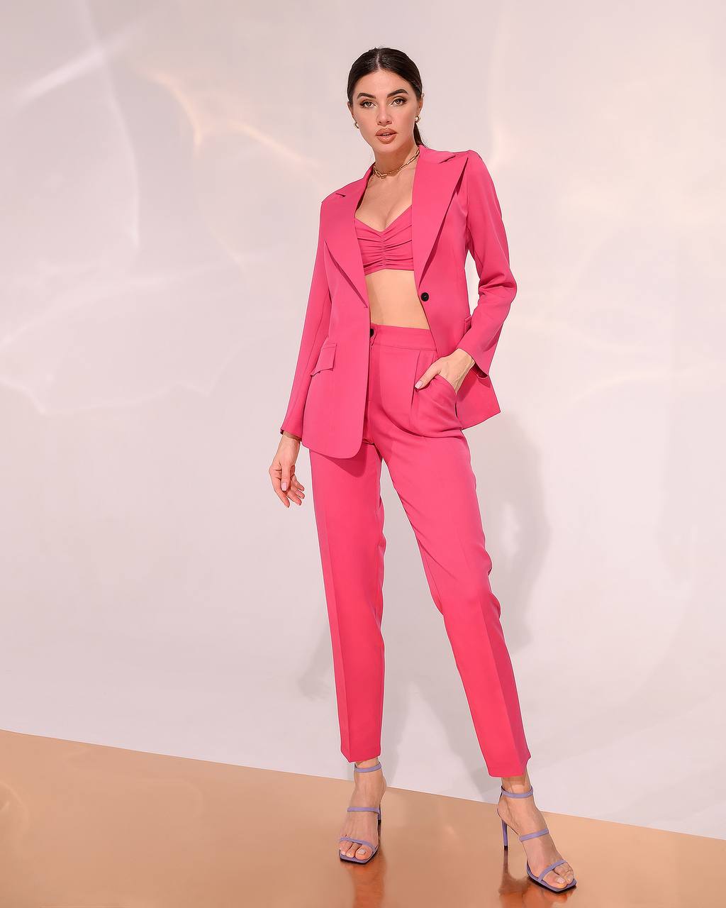 Three Piece Suit|Blazer+Crop Top+Pants