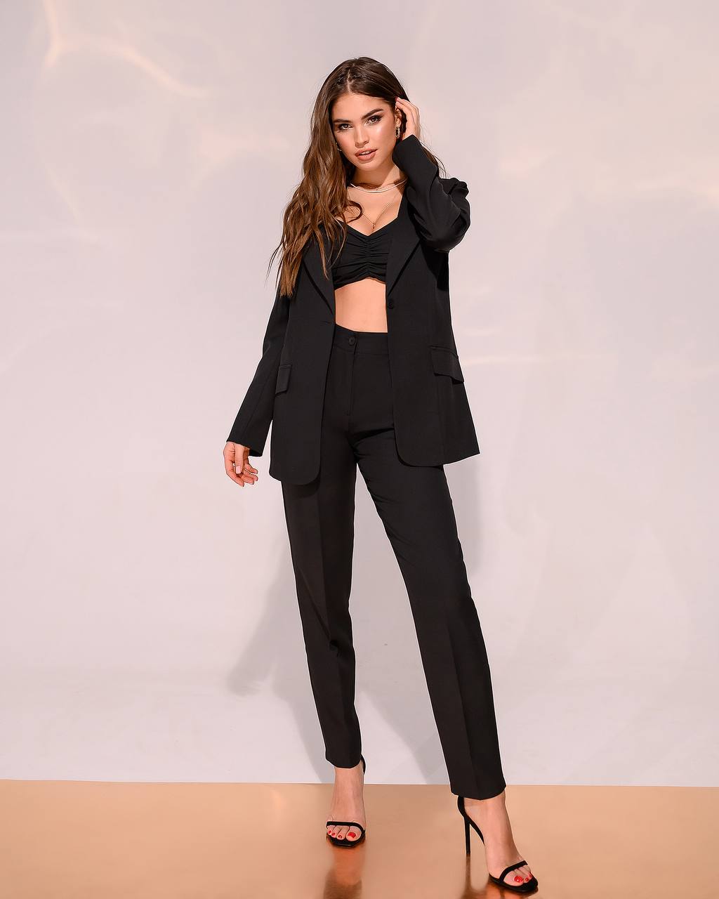 Three Piece Suit|Blazer+Crop Top+Pants