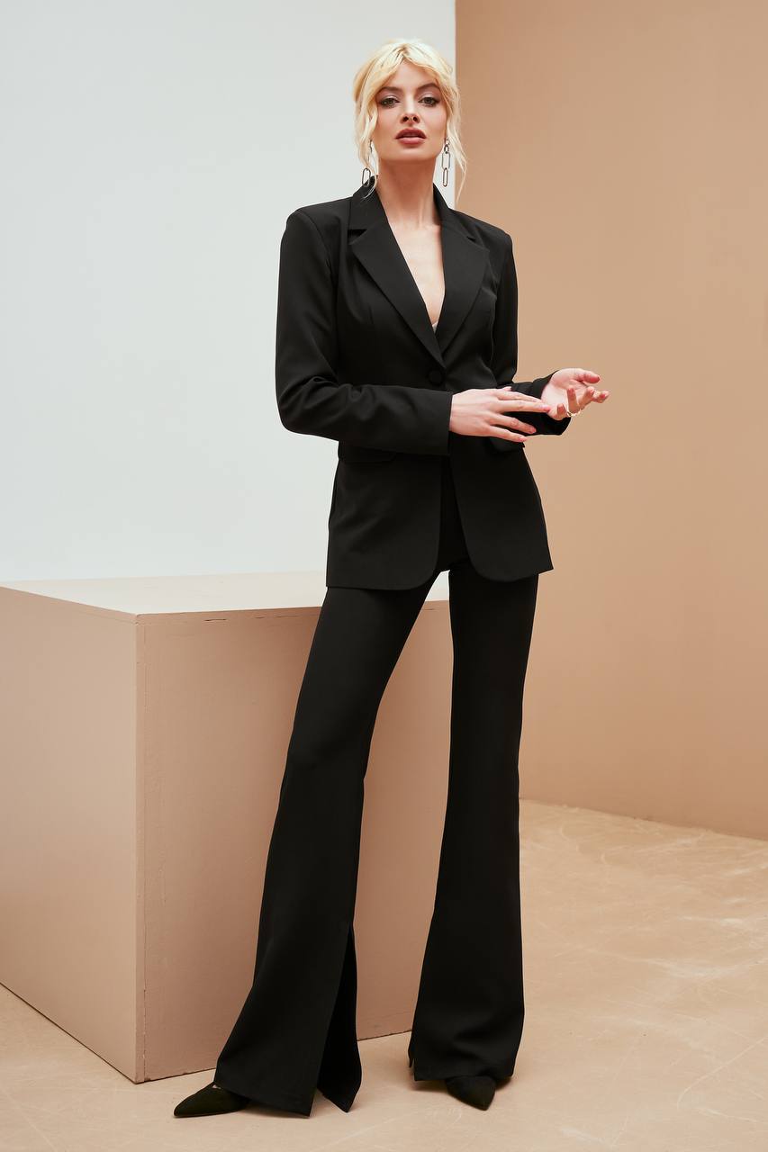 Two Piece Suit|Single Breasted Blazer+Bell Bottoms