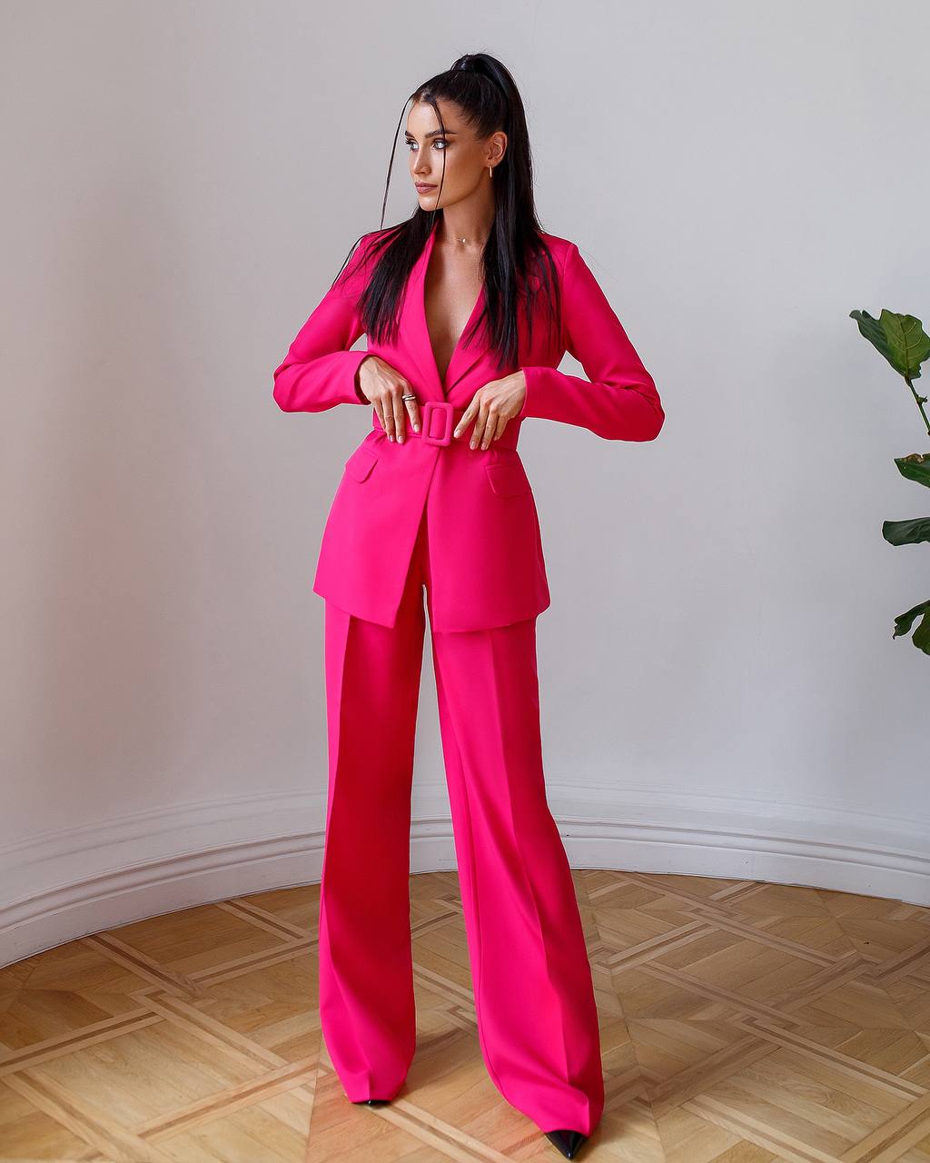 Two Piece Raspberry Formal Pantsuit|