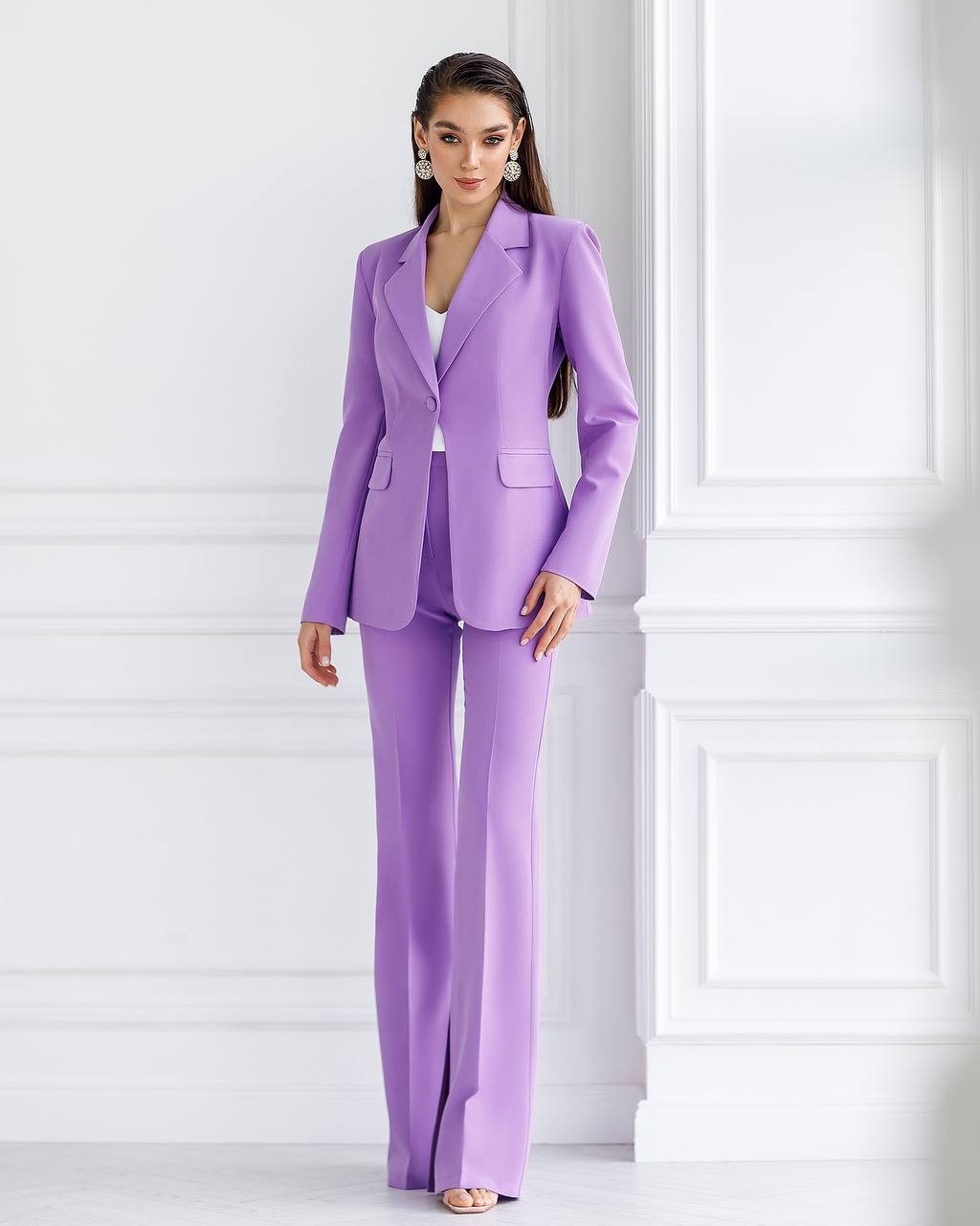 Two Piece Suit|Single Breasted Blazer+Bell Bottoms