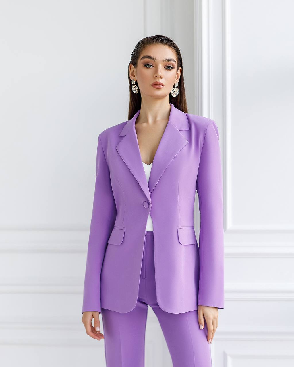 Two Piece Suit|Single Breasted Blazer+Bell Bottoms