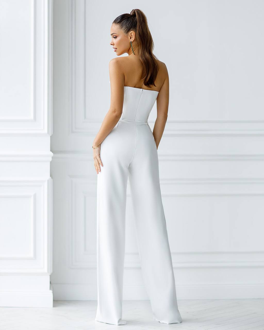 White Sleeveless Corset Jumpsuit