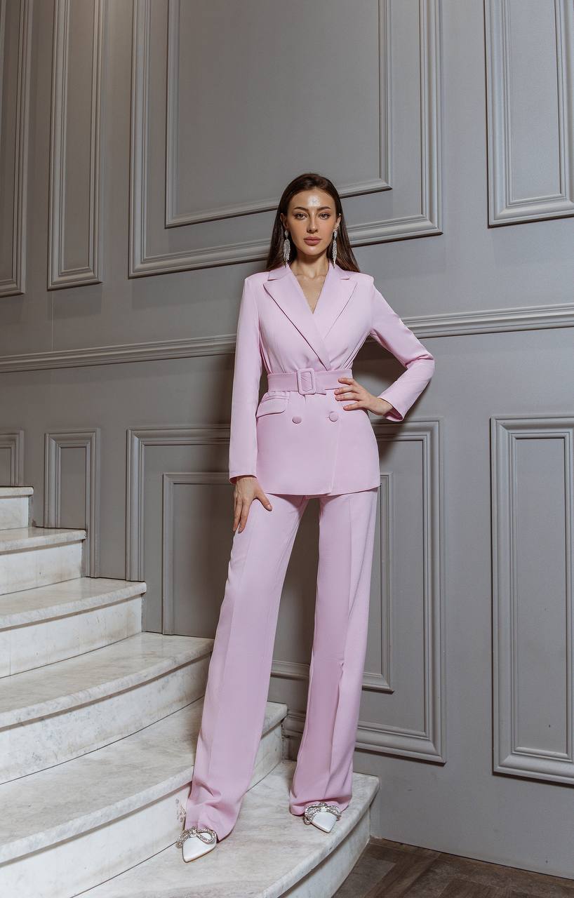 Double Breasted Blazer+Wide Leg Pants|Two Piece Suit