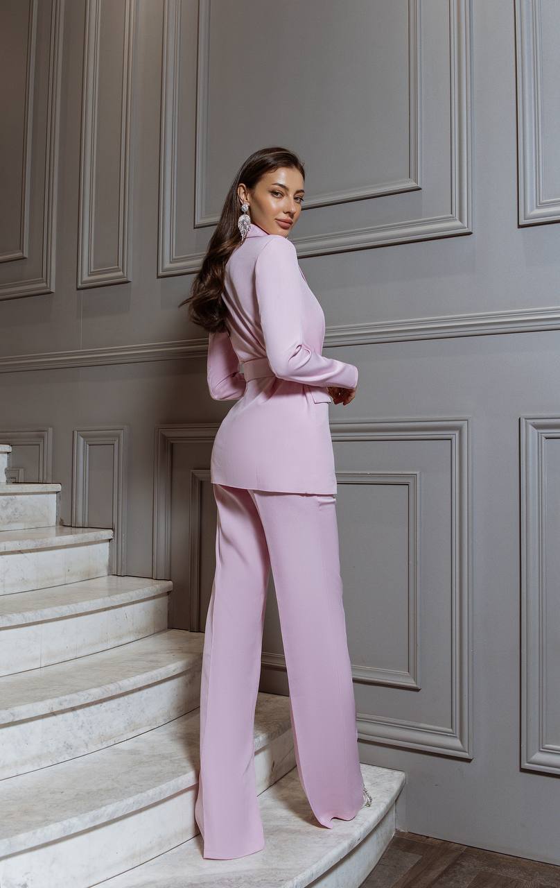 Double Breasted Blazer+Wide Leg Pants|Two Piece Suit