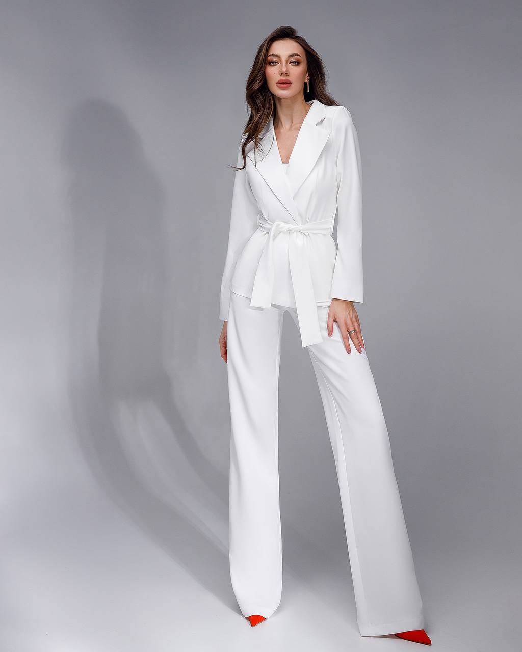 White Three Piece Suit|Blazer+Corset Top+Pants