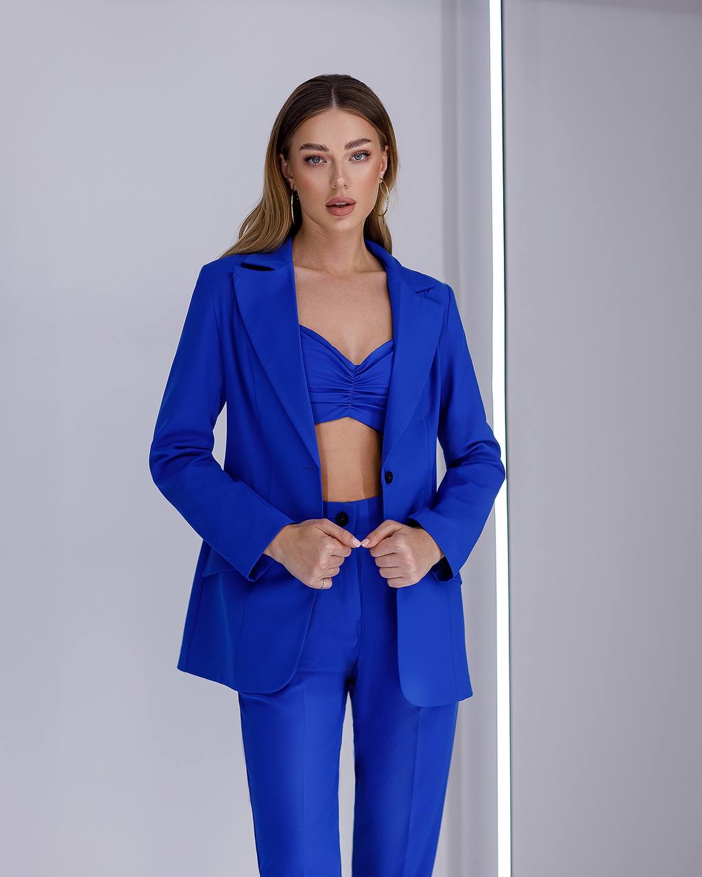 Three Piece Suit|Single Breasted Blazer+Top+Pants