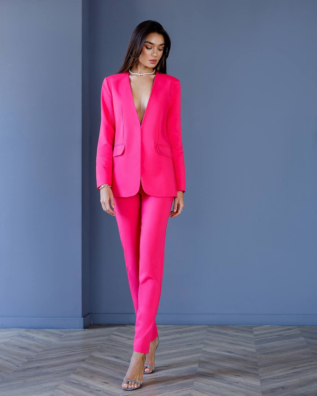 Two Piece Suit|Collarless Blazer+ Straight Pants