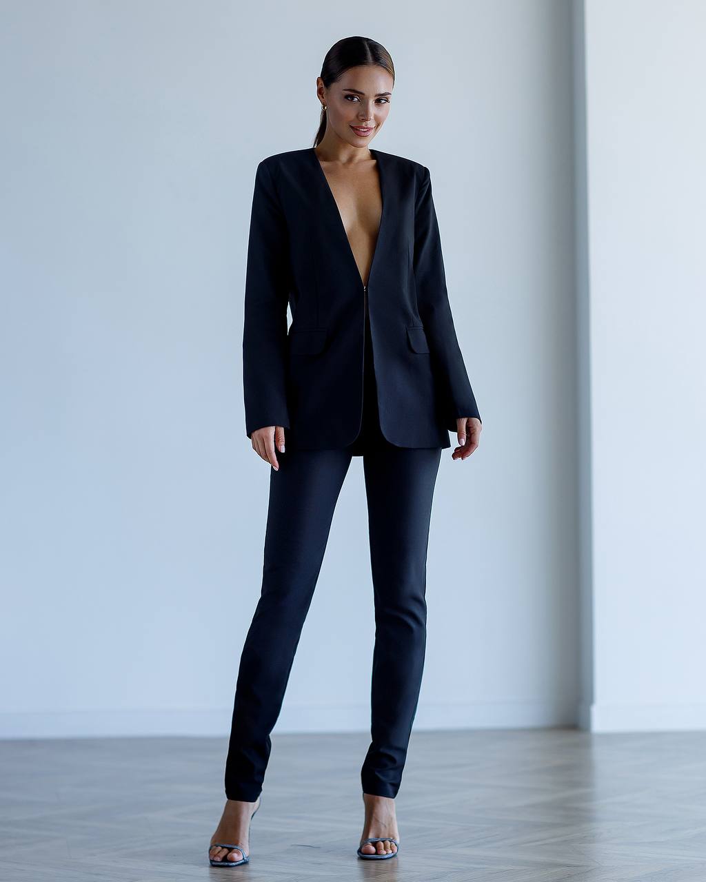 Two Piece Suit|Collarless Blazer+ Straight Pants