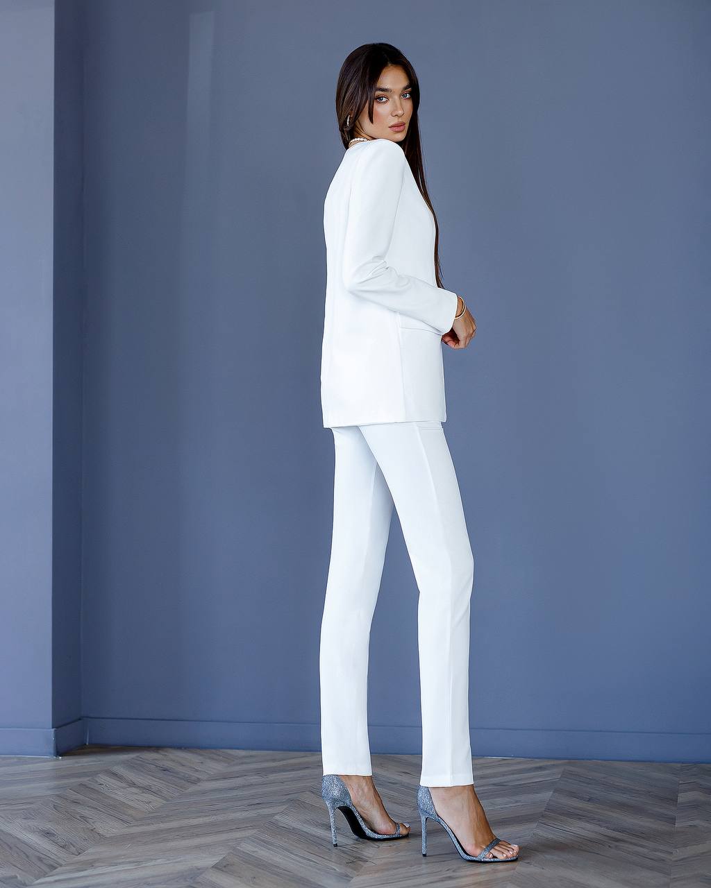 Two Piece Suit|Collarless Blazer+ Straight Pants