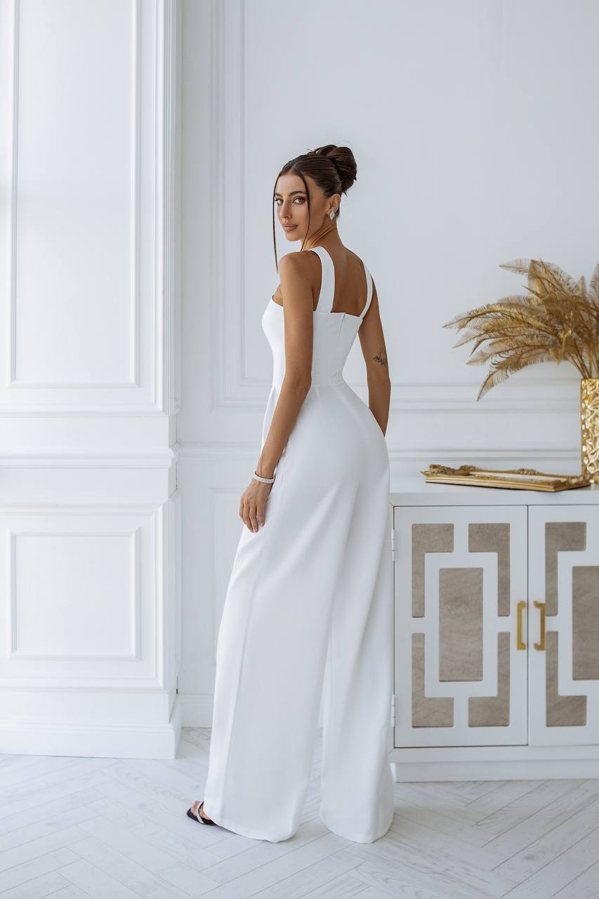 Wide Leg Keyhole Sleeveless Jumpsuit