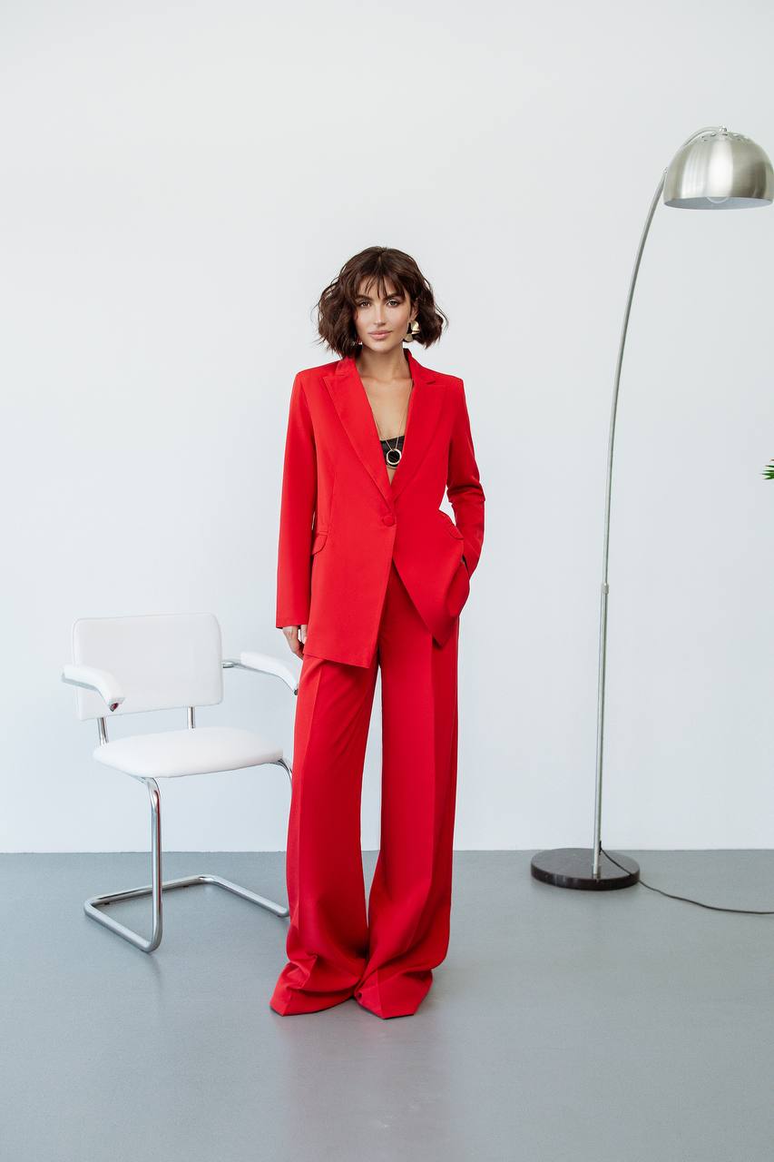 Single Breasted Blazer+ Wide Leg Pants