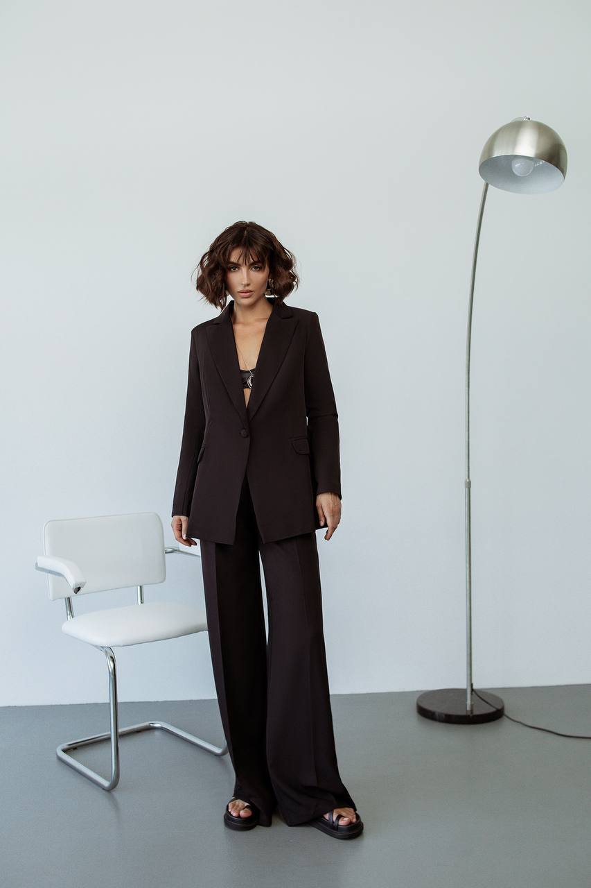 Single Breasted Blazer+ Wide Leg Pants