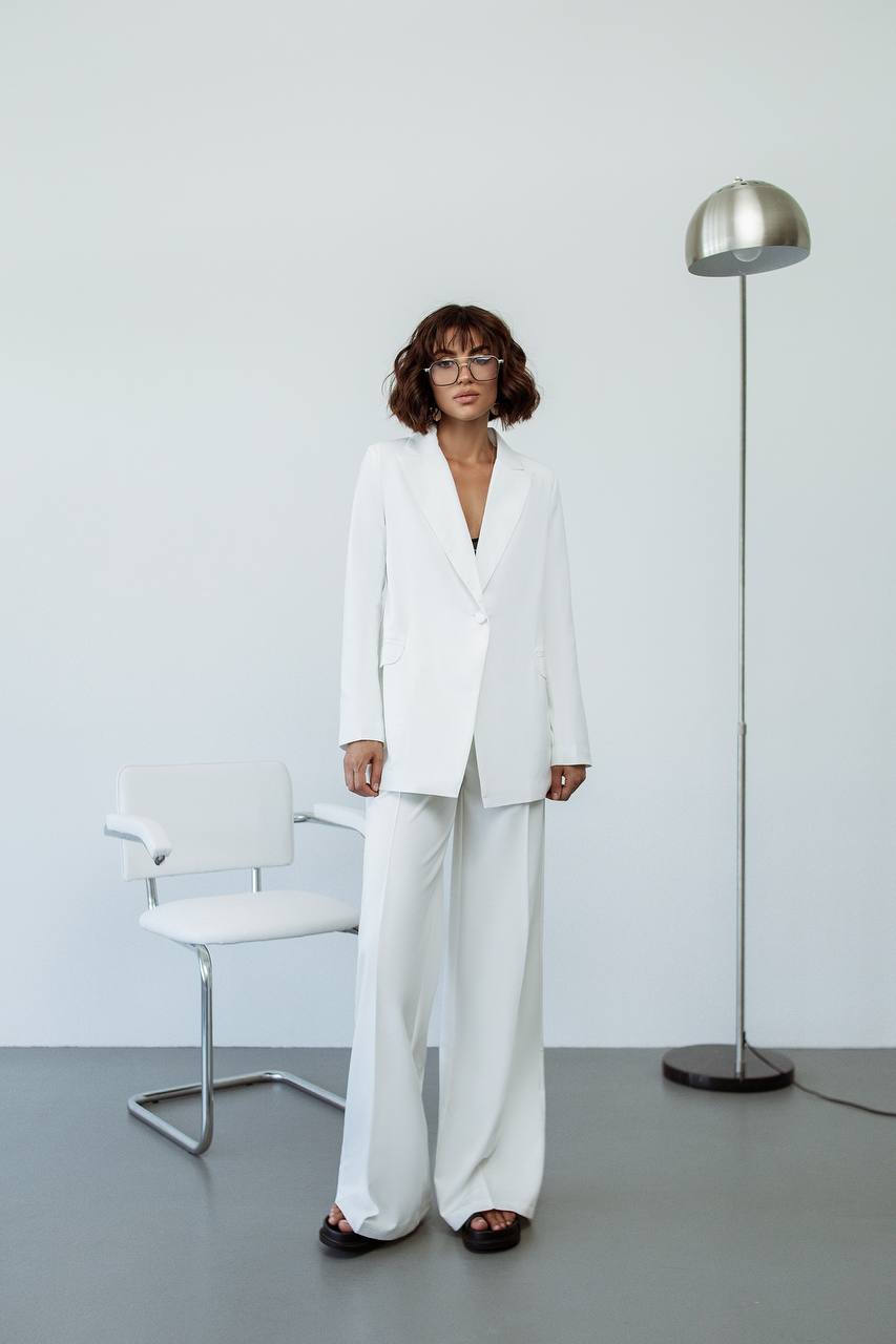 Single Breasted Blazer+ Wide Leg Pants