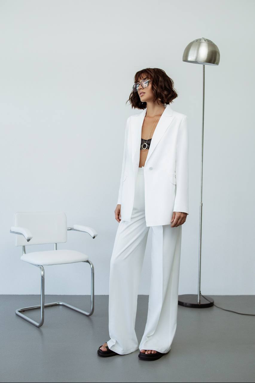 Single Breasted Blazer+ Wide Leg Pants