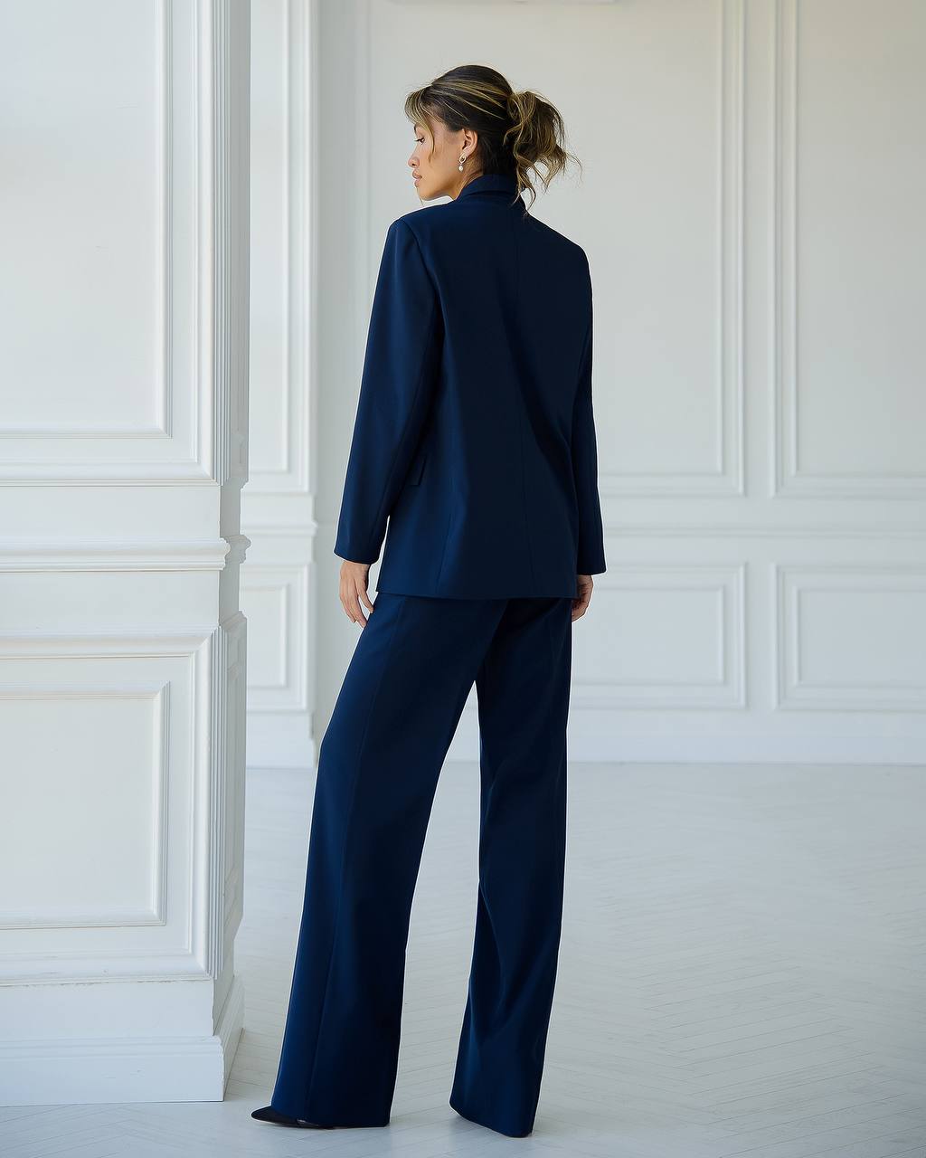 Dark Blue Three Piece Suit|Blazer+Vest+Pants