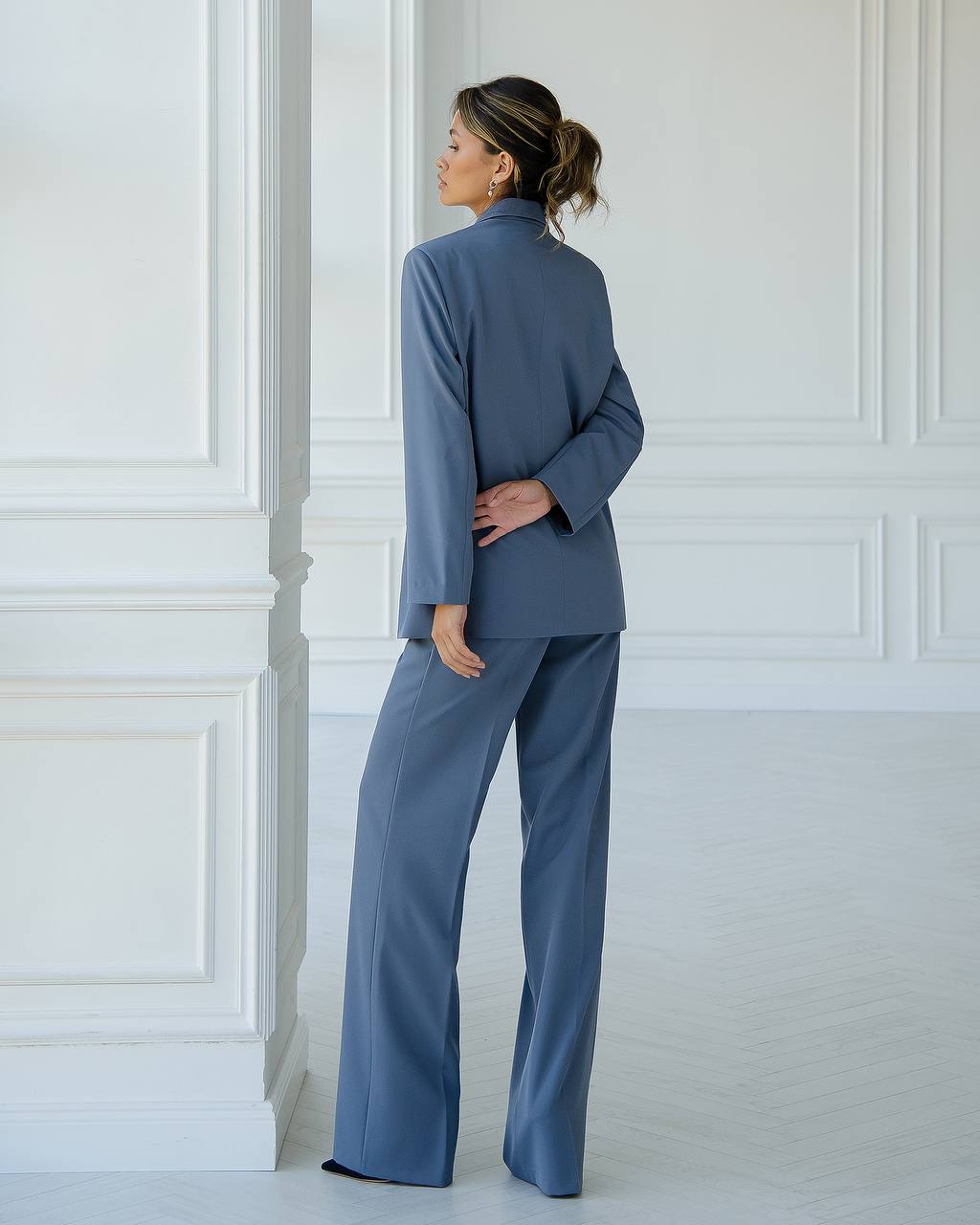 Double Breasted Blazer+Vest+Wide Leg Pants