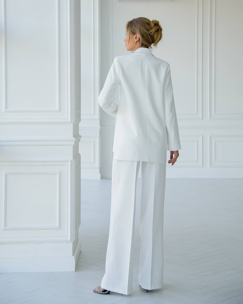 Two Piece Pantsuit|Designer White Suit