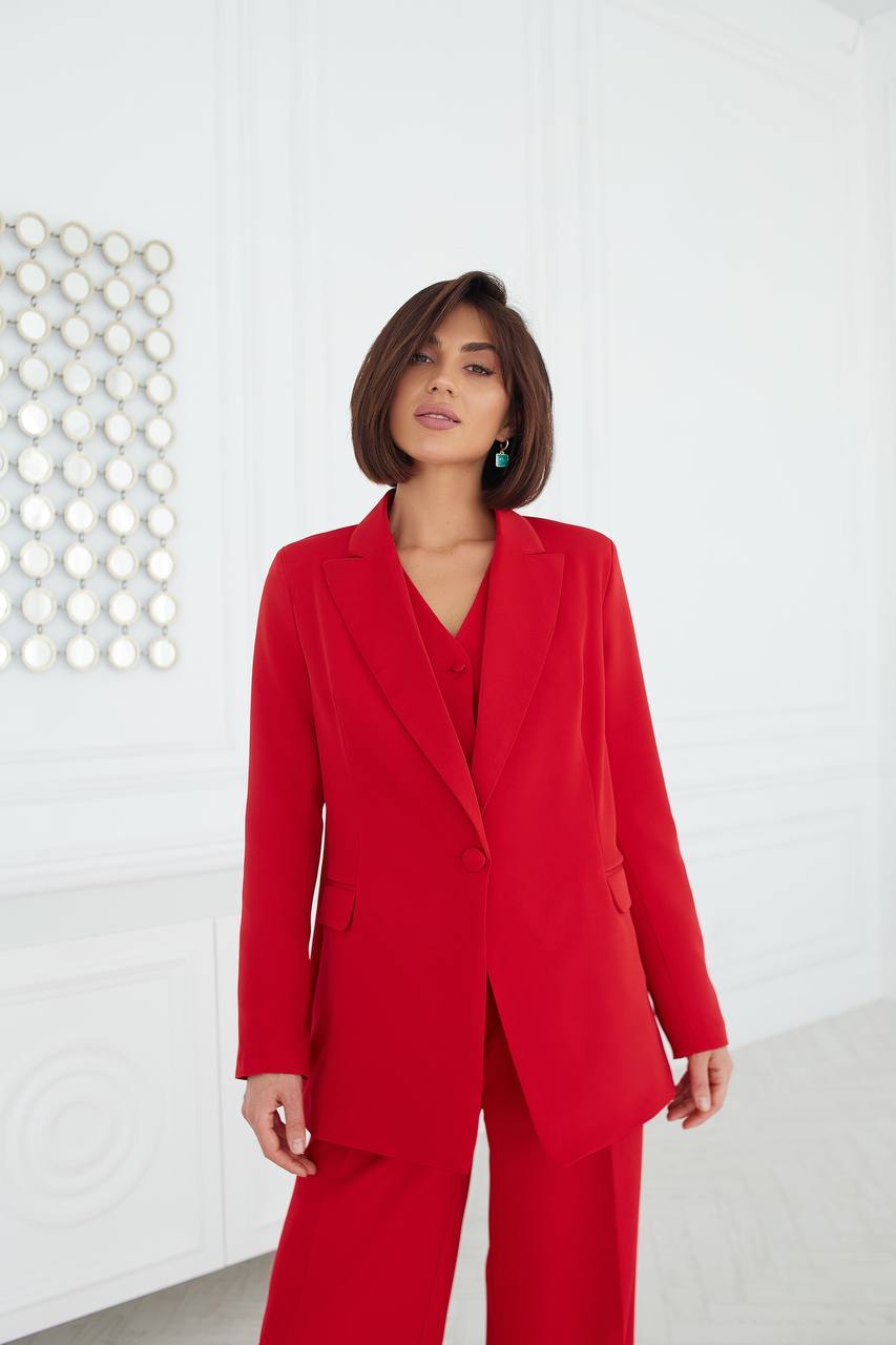 Red Formal Three Piece Suit|Blazer+Vest+Pants