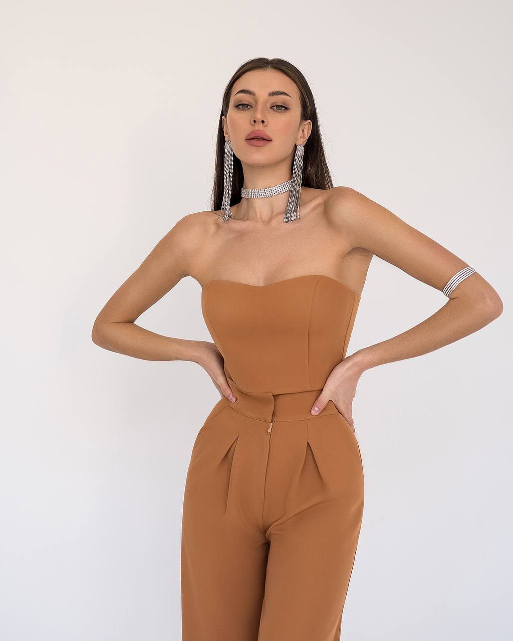 Three Piece Formal Pantsuit|Caramel