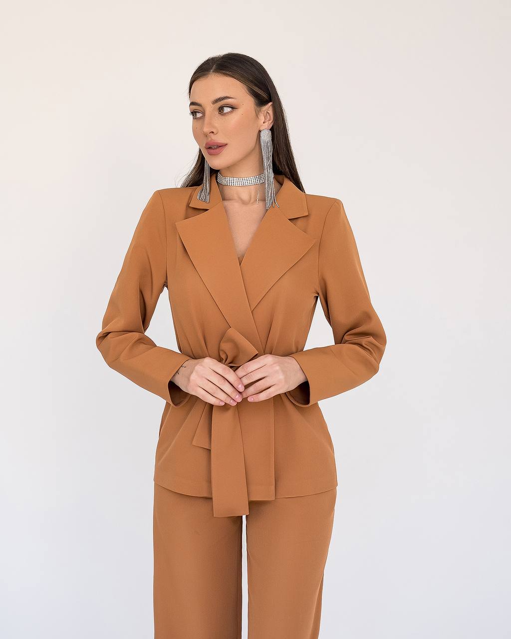 Three Piece Formal Pantsuit|Caramel