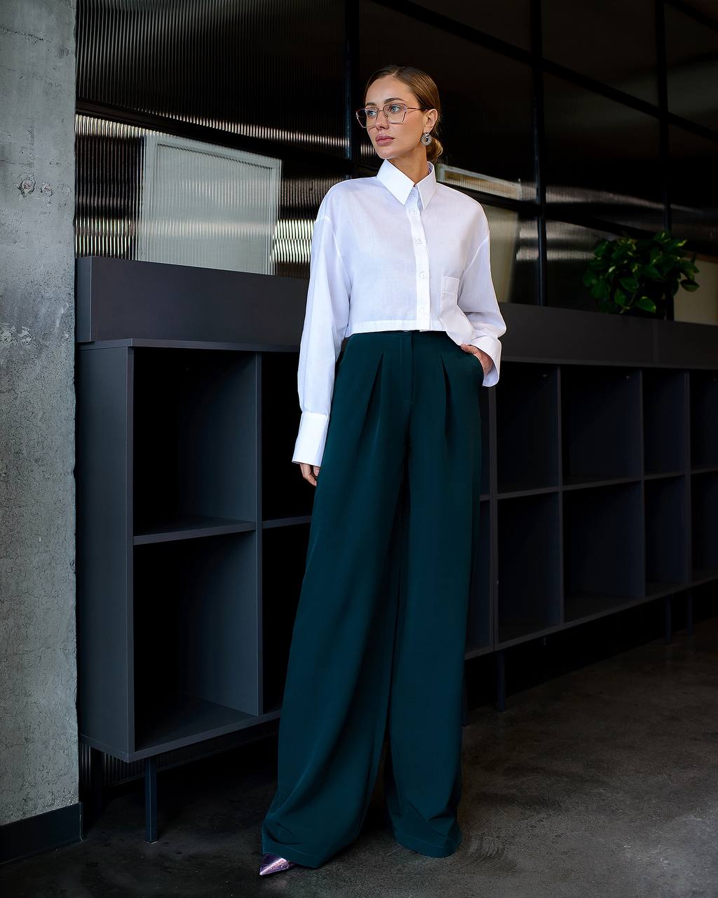 Emerald Formal Wide Leg Pants, Women pants with pocket, strong casual pants