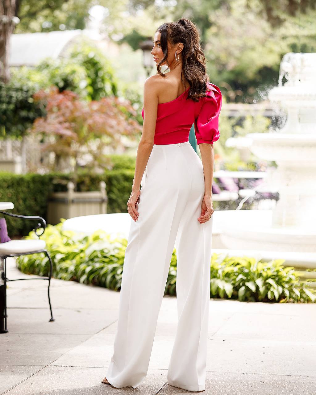 Women White Palazzo Pants, Wide Leg Pants